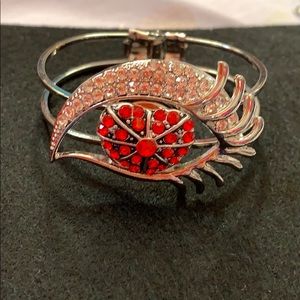 New Hinge bracelet w crystal eye & crystal heart